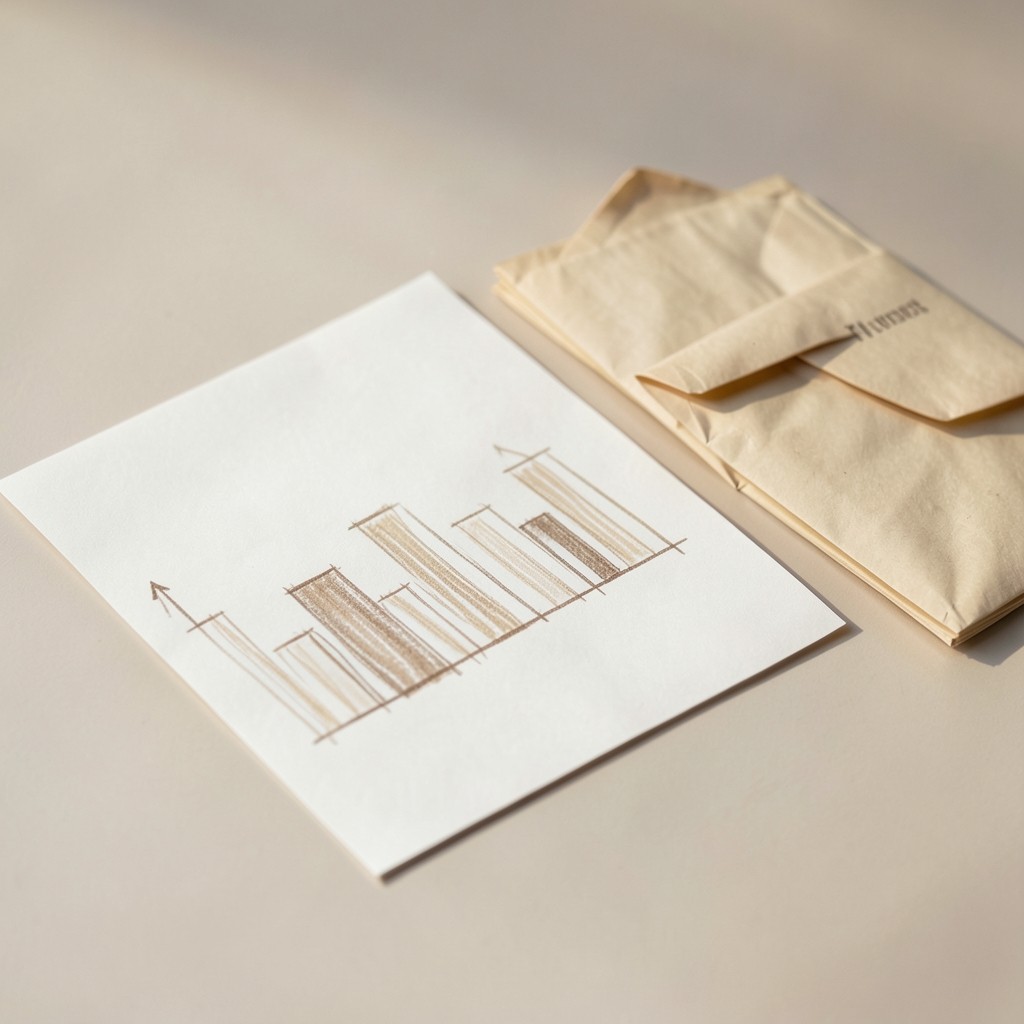 Hand-drawn expense charts beside utility invoices