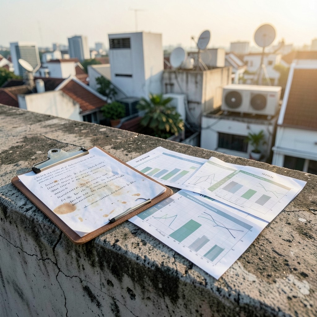 Maintenance schedule charts next to building inspection notes