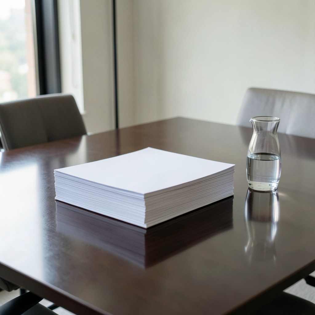 Quarterly printed analytics pack on a conference table